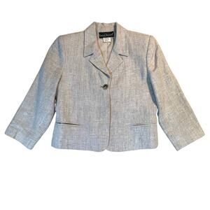 Harve Benard Petites by Benard Holtzman Beige 100% Linen Blazer Jacket Coat Sz 8